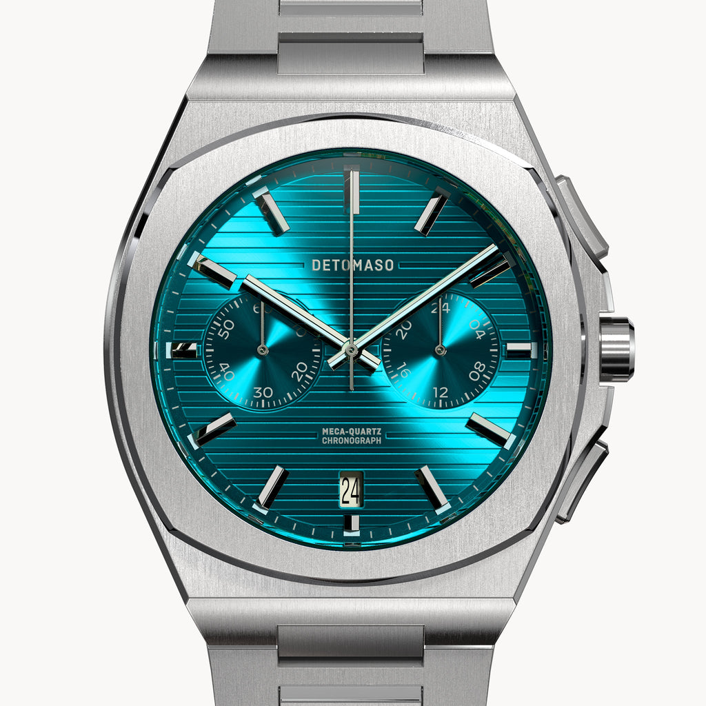 VOLTRE CHRONO PETROL - Stainless steel Silver Matte - Detomaso Watches