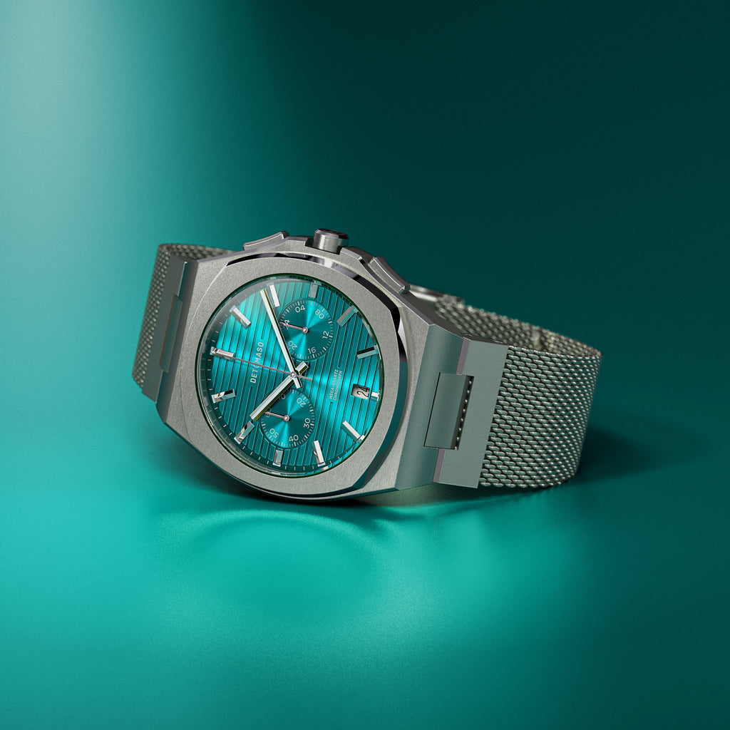 VOLTRE CHRONO PETROL - Mesh Silver Brushed - Detomaso Watches