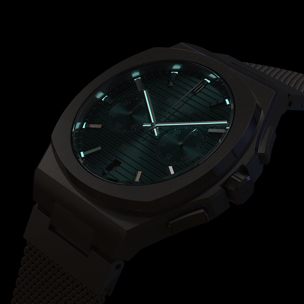 VOLTRE CHRONO PETROL - Mesh Silver Brushed - Detomaso Watches