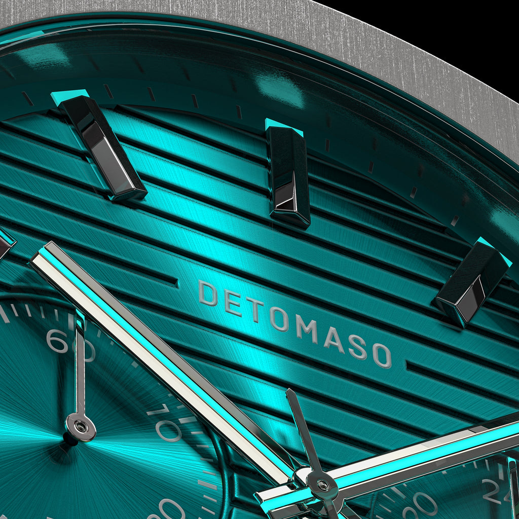 VOLTRE CHRONO PETROL - Mesh Silver Brushed - Detomaso Watches