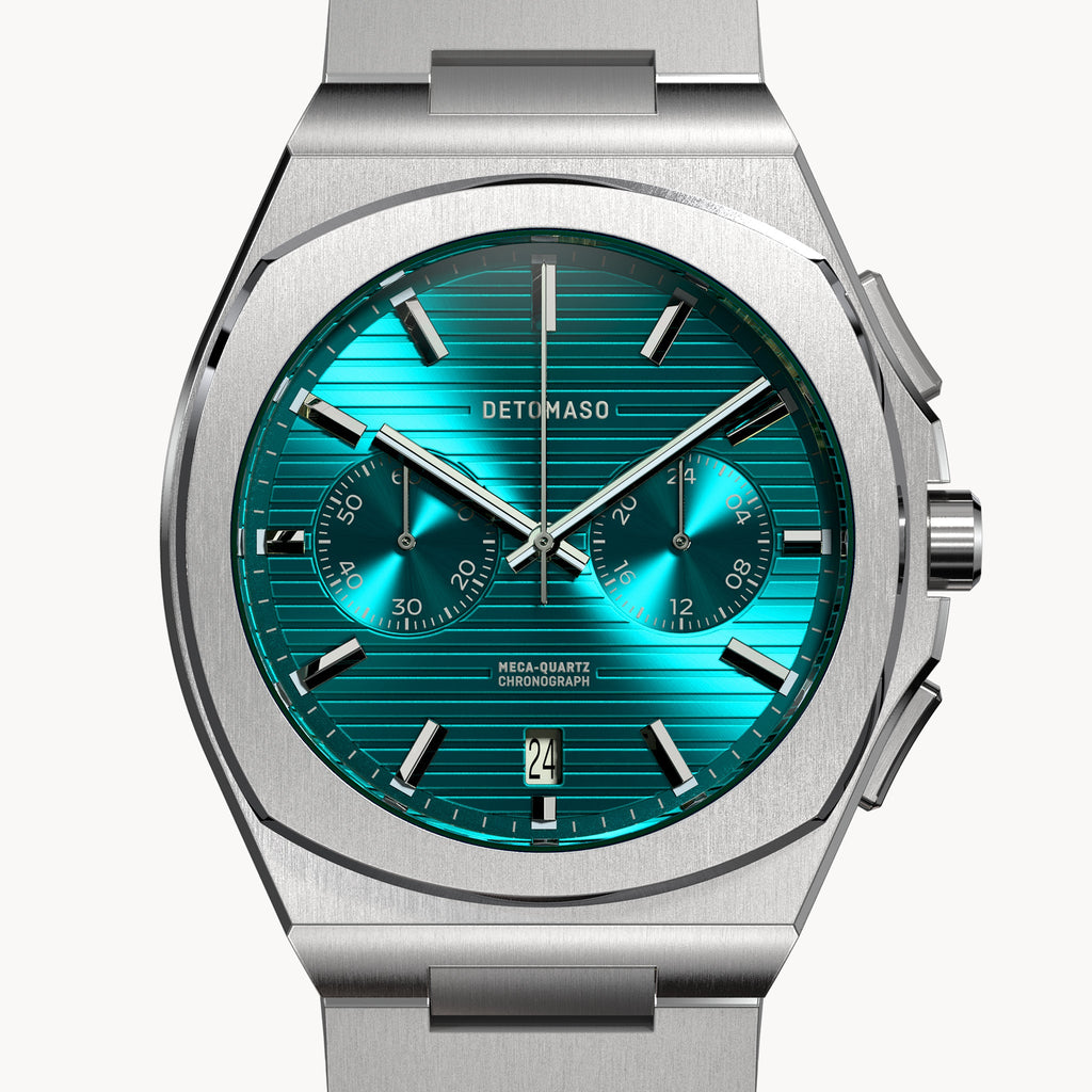 VOLTRE CHRONO PETROL - Mesh Silver Brushed - Detomaso Watches