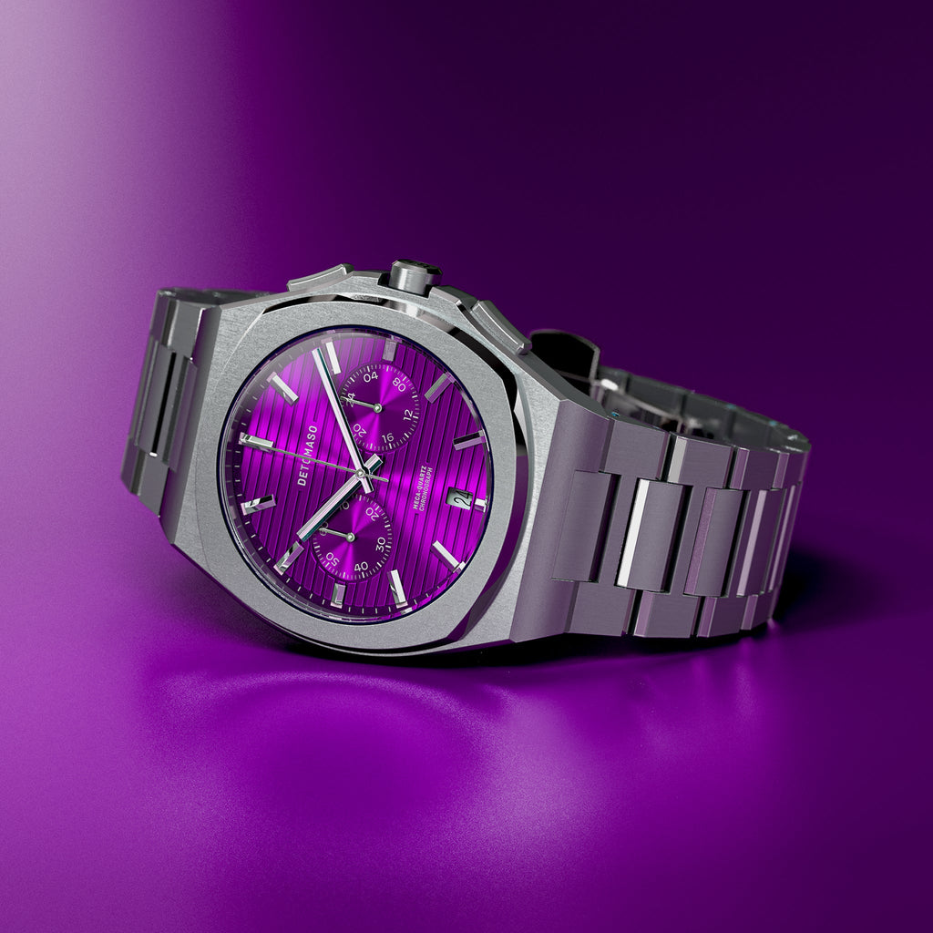 VOLTRE CHRONO PURPLE - Stainless Steel Silver Matte - Detomaso Watches