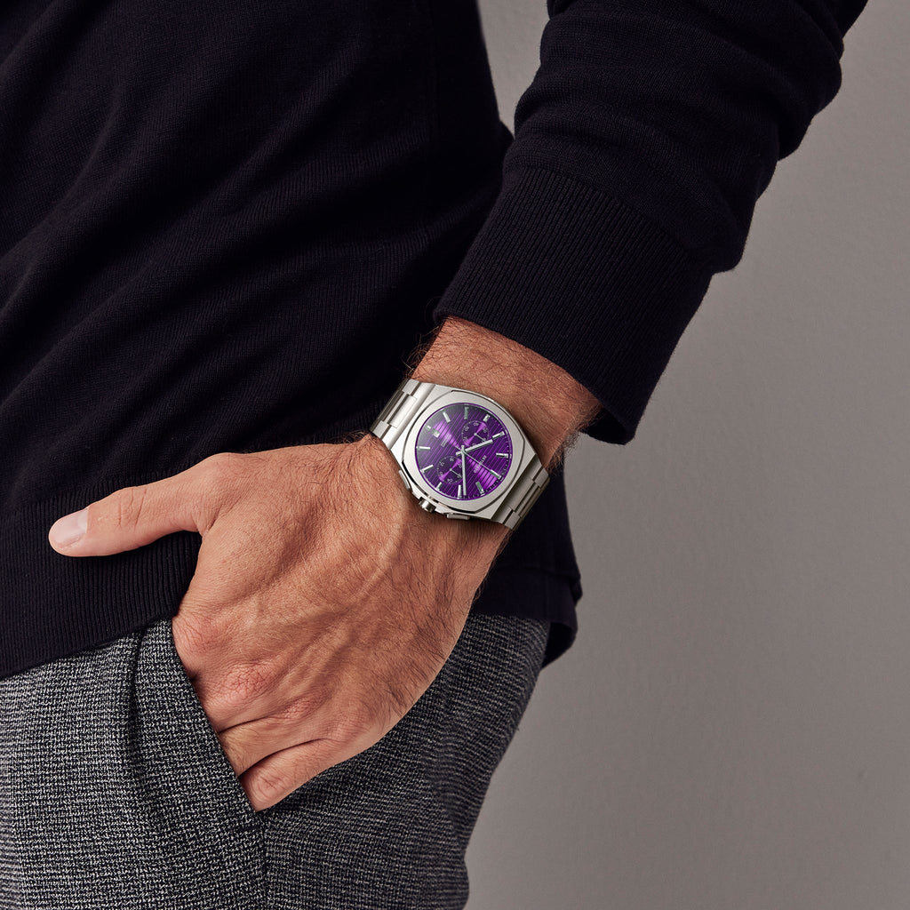 VOLTRE CHRONO PURPLE - Stainless Steel Silver Matte - Detomaso Watches