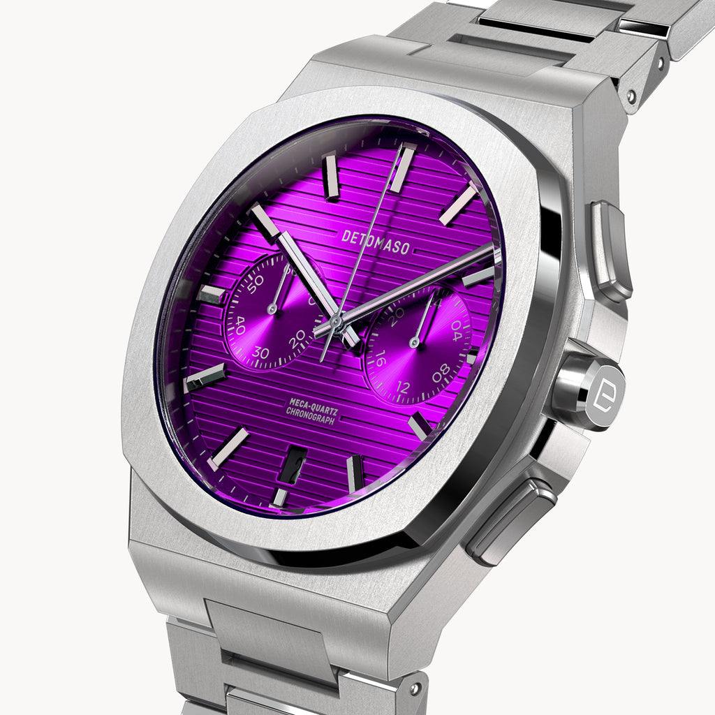 VOLTRE CHRONO PURPLE - Stainless Steel Silver Matte - Detomaso Watches