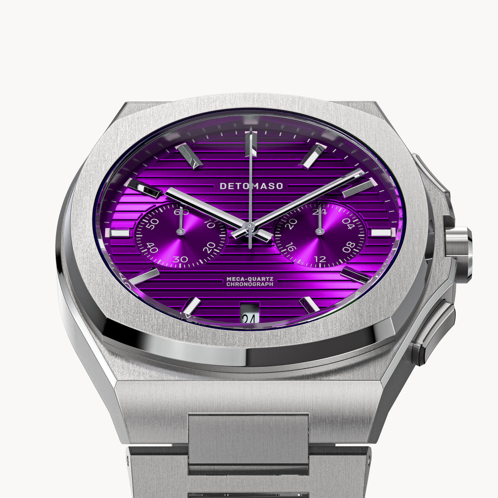 VOLTRE CHRONO PURPLE - Stainless Steel Silver Matte - Detomaso Watches