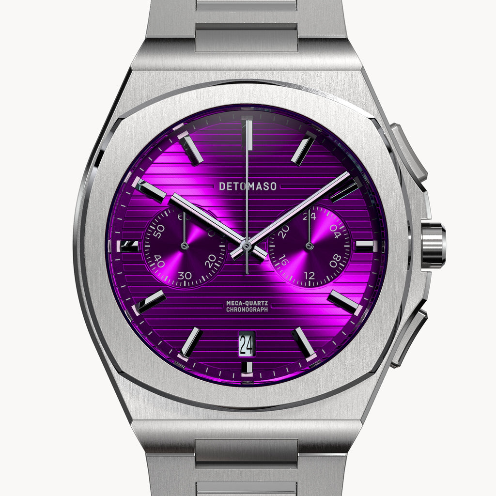 VOLTRE CHRONO PURPLE - Stainless Steel Silver Matte - Detomaso Watches