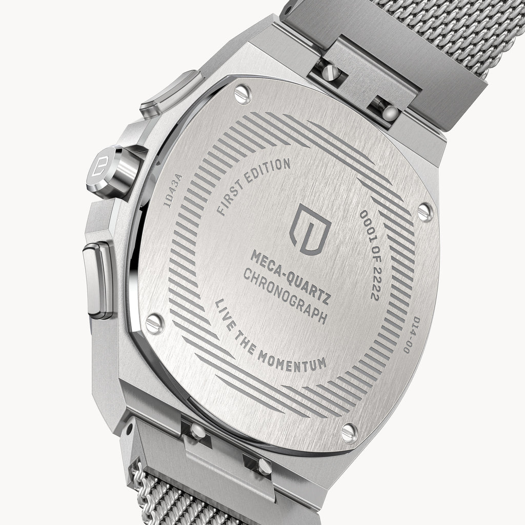 VOLTRE CHRONO PURPLE - Mesh Silver Brushed - Detomaso Watches