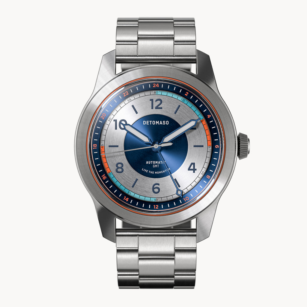URBAN EXPLORER AUTOMATIC GMT
 SILVER BLUE
 - Stainless steel Silver Brushed - Detomaso Watches