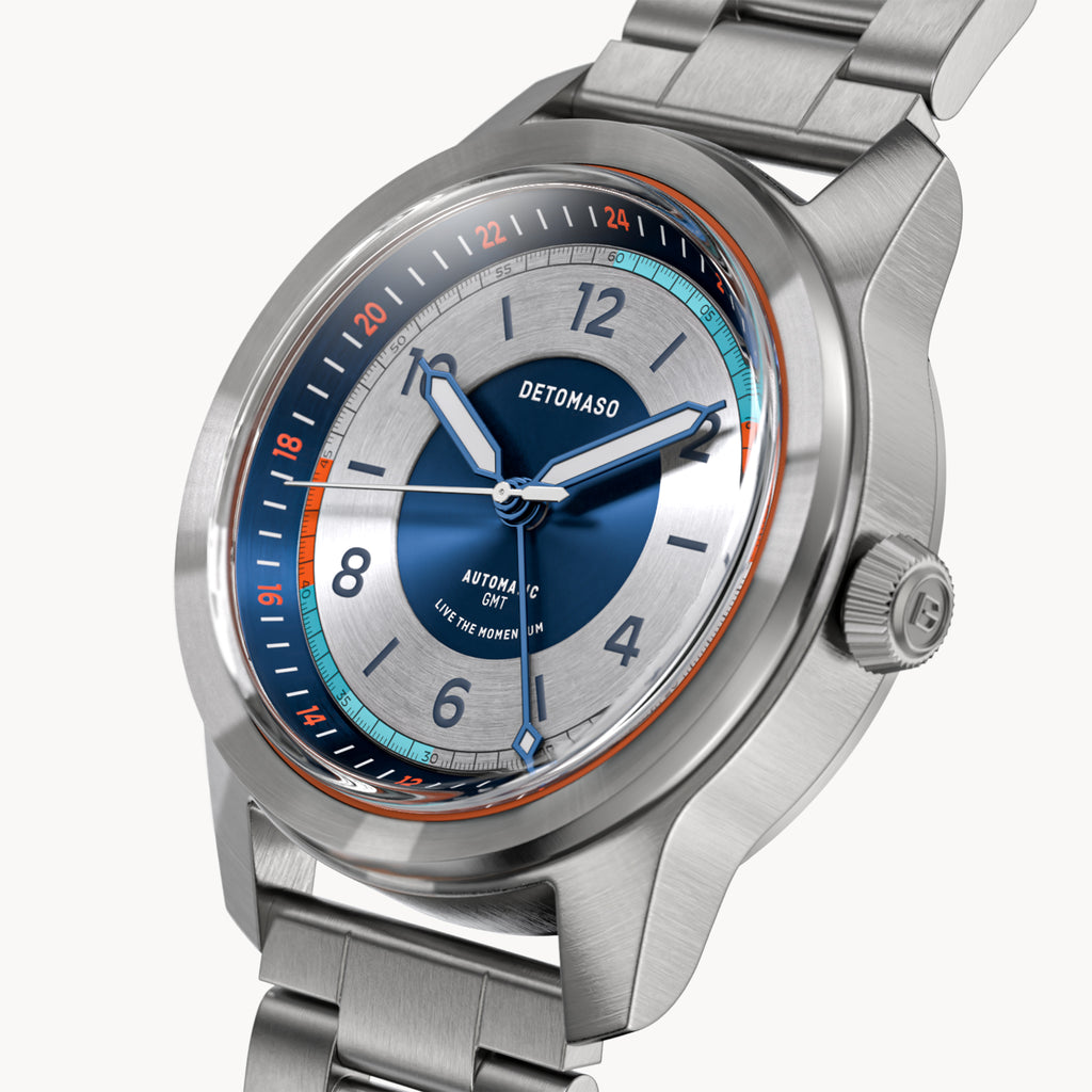 URBAN EXPLORER AUTOMATIC GMT
 SILVER BLUE
 - Stainless steel Silver Brushed - Detomaso Watches
