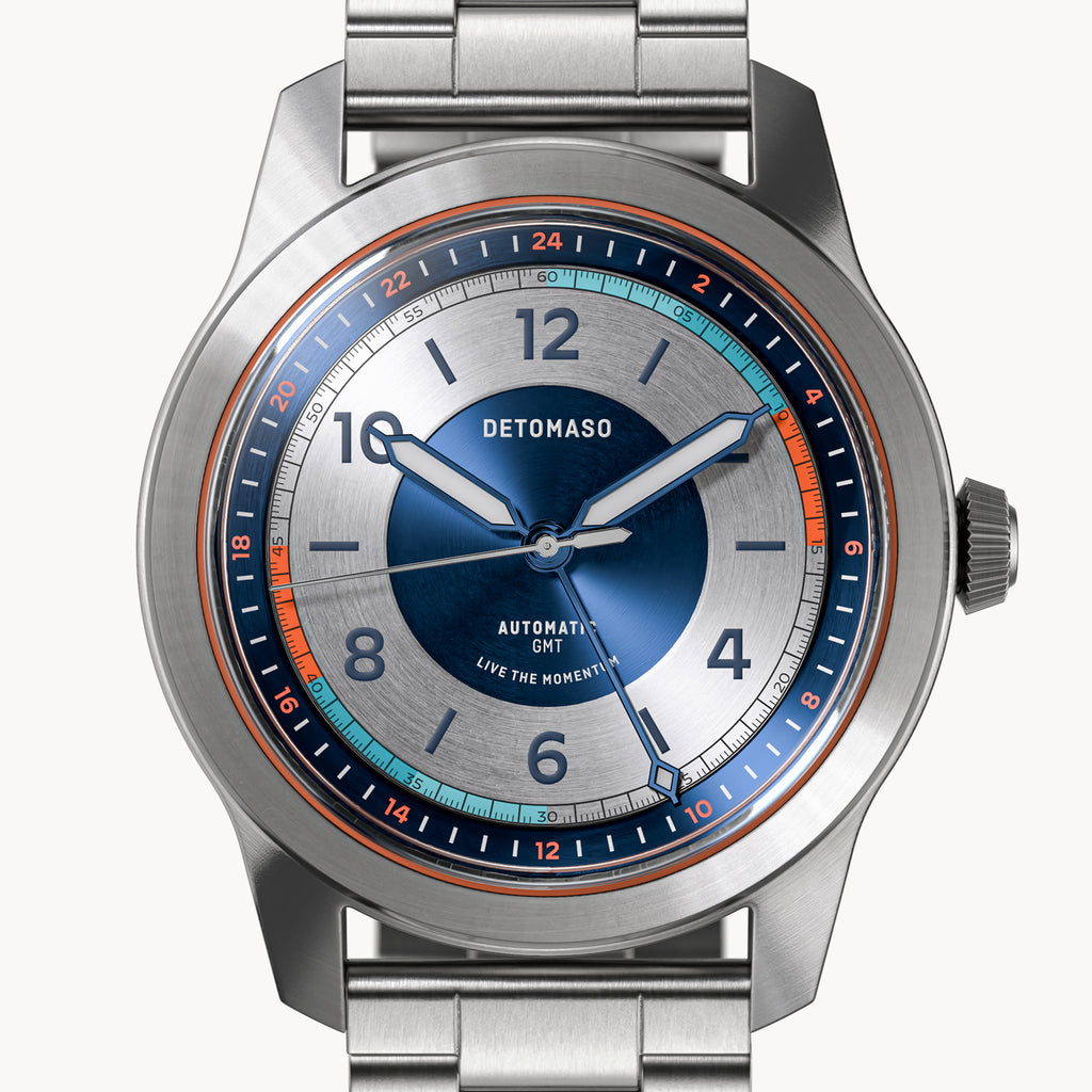 URBAN EXPLORER AUTOMATIC GMT
 SILVER BLUE
 - Stainless steel Silver Brushed - Detomaso Watches