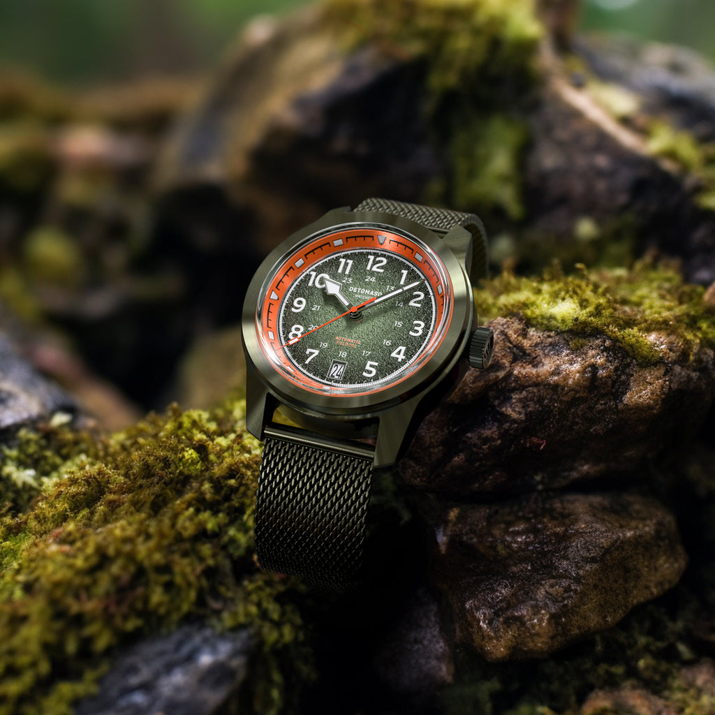 GREEN EXPLORER AUTOMATIC - Mesh Olive Brushed - Detomaso Watches