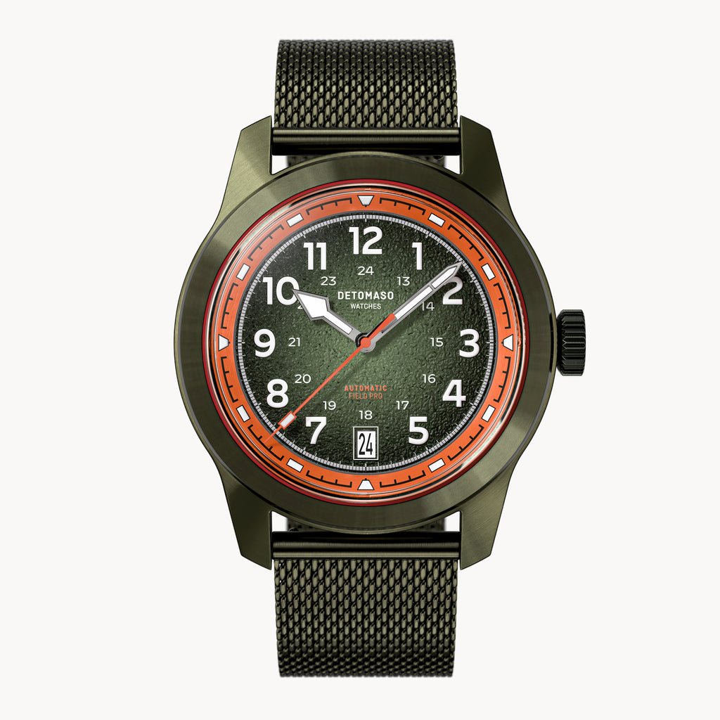 GREEN EXPLORER AUTOMATIC - Mesh Olive Brushed - Detomaso Watches