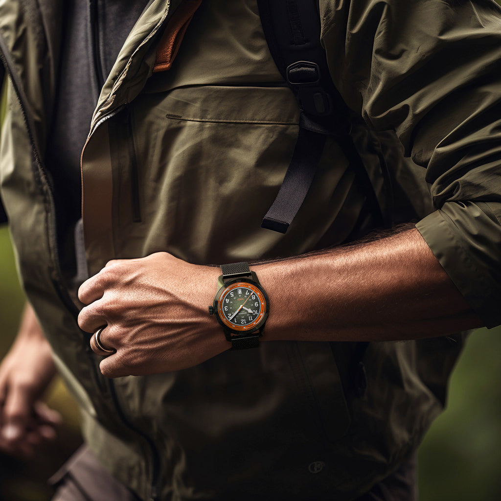 GREEN EXPLORER AUTOMATIC - Mesh Olive Brushed - Detomaso Watches