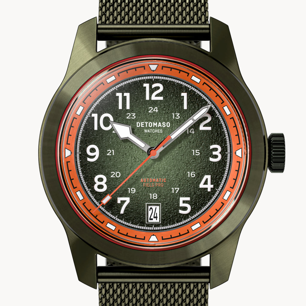 GREEN EXPLORER AUTOMATIC - Mesh Olive Brushed - Detomaso Watches