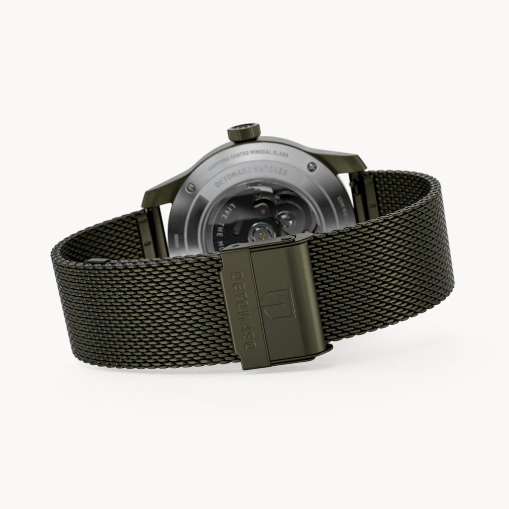 GREEN EXPLORER AUTOMATIC - Mesh Olive Brushed - Detomaso Watches
