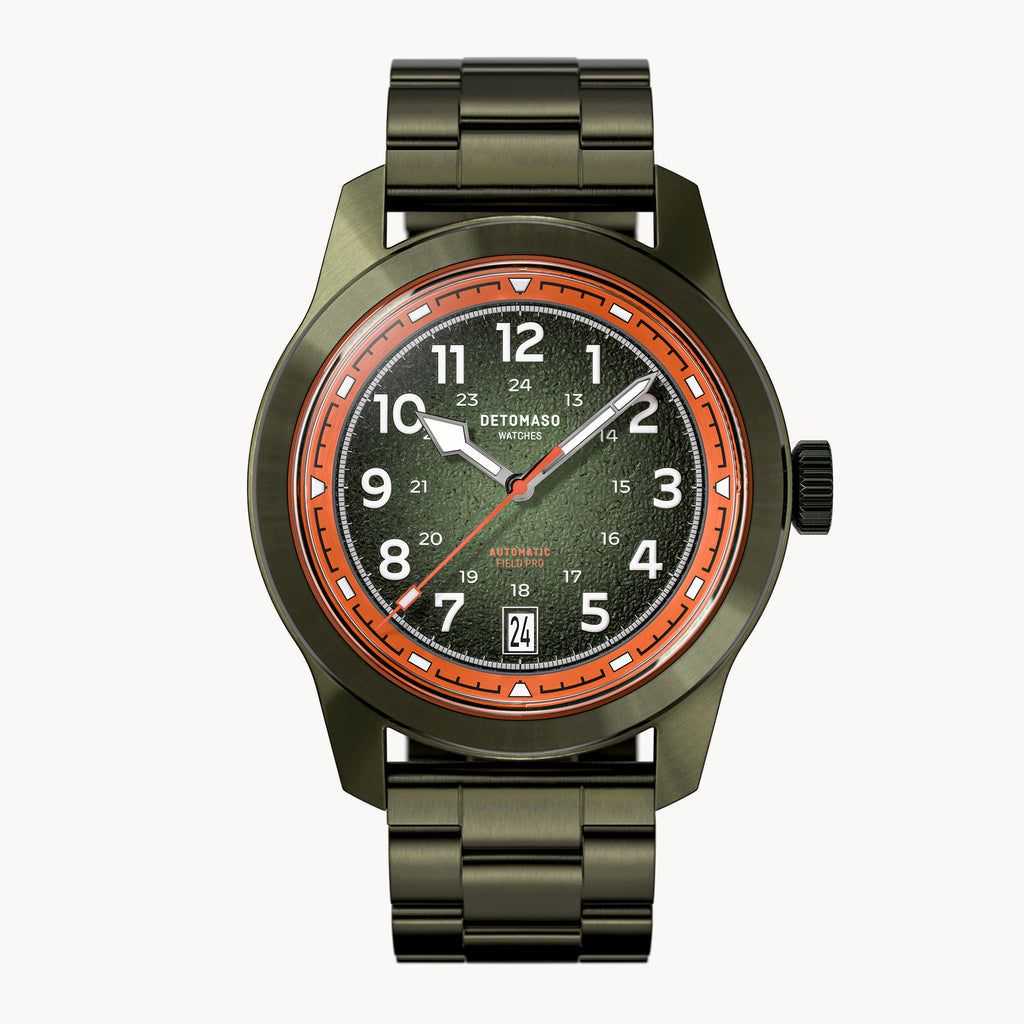 GREEN EXPLORER AUTOMATIC - Stainless steel Olive Brushed - Detomaso Watches