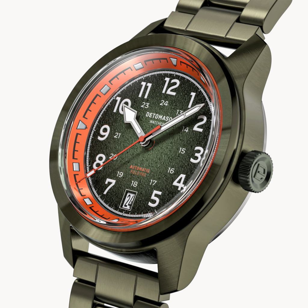 GREEN EXPLORER AUTOMATIC - Stainless steel Olive Brushed - Detomaso Watches