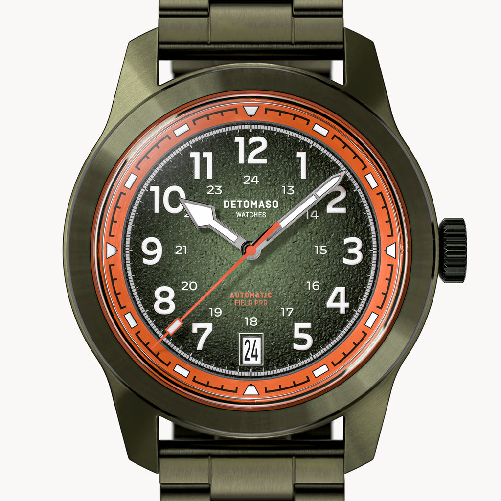 GREEN EXPLORER AUTOMATIC - Stainless steel Olive Brushed - Detomaso Watches