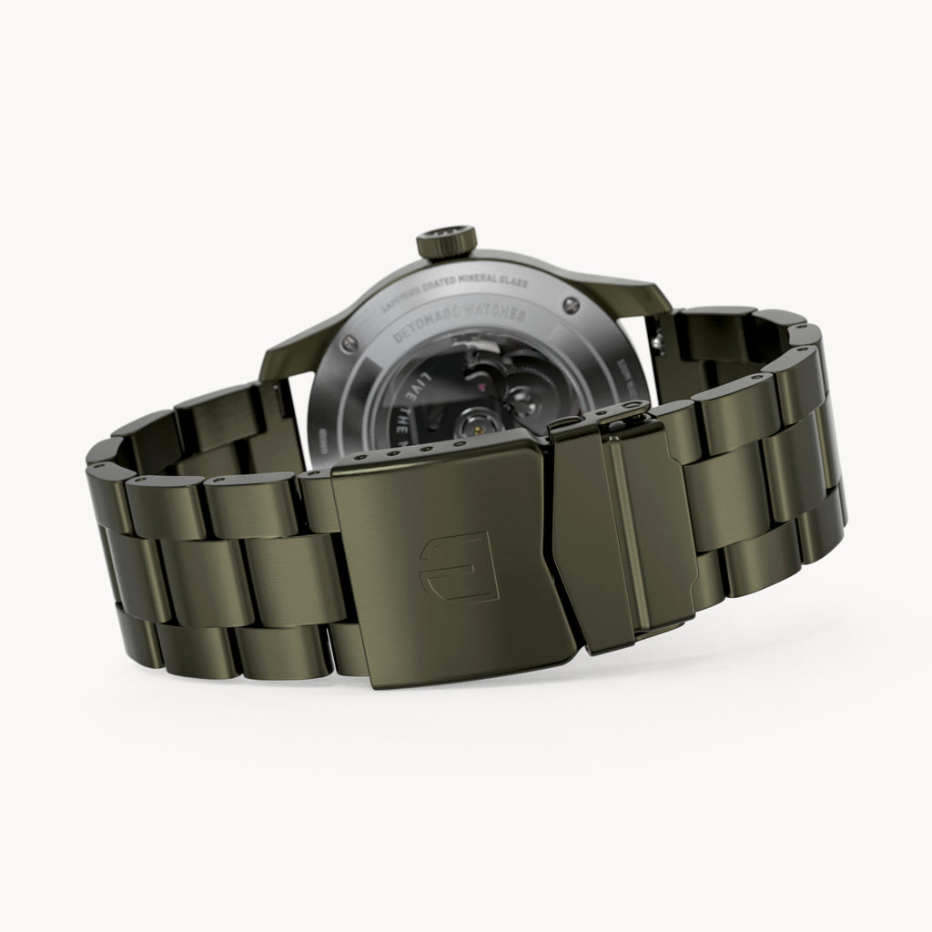 GREEN EXPLORER AUTOMATIC - Stainless steel Olive Brushed - Detomaso Watches