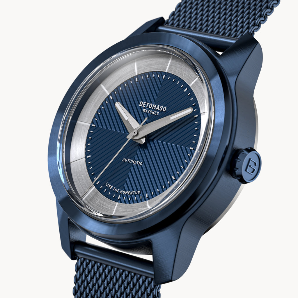 CLASSIC AUTOMATIC DEEP BLUE - Mesh Blue Brushed - Detomaso Watches