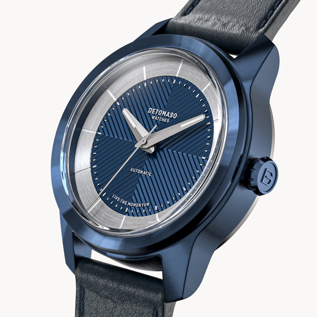 CLASSIC AUTOMATIC DEEP BLUE - Leather Blue Toscano - Detomaso Watches