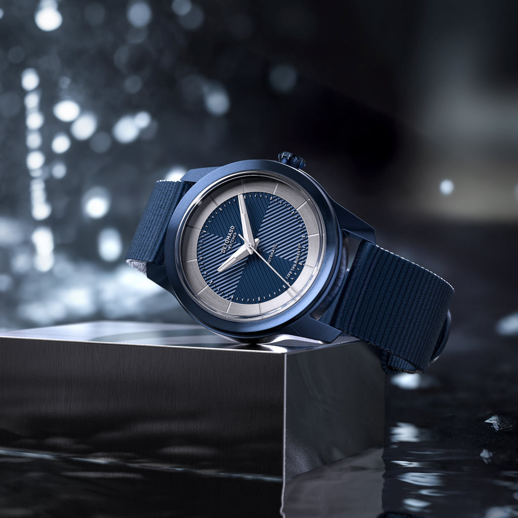 CLASSIC AUTOMATIC DEEP BLUE - Ocean Plastic Dark blue Woven - Detomaso Watches