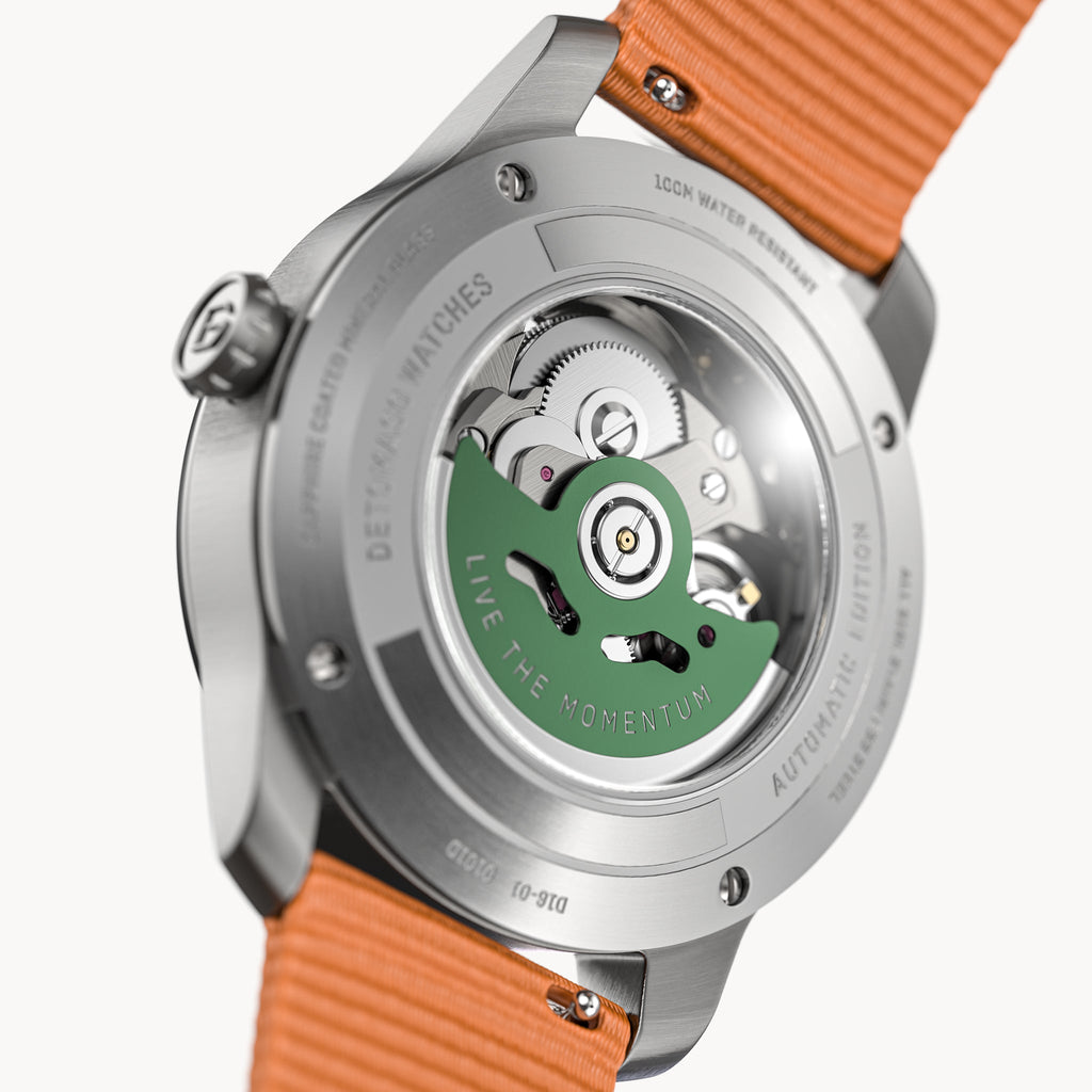 CLASSIC AUTOMATIC FOREST GREEN - Ocean Plastic Orange Woven - Detomaso Watches