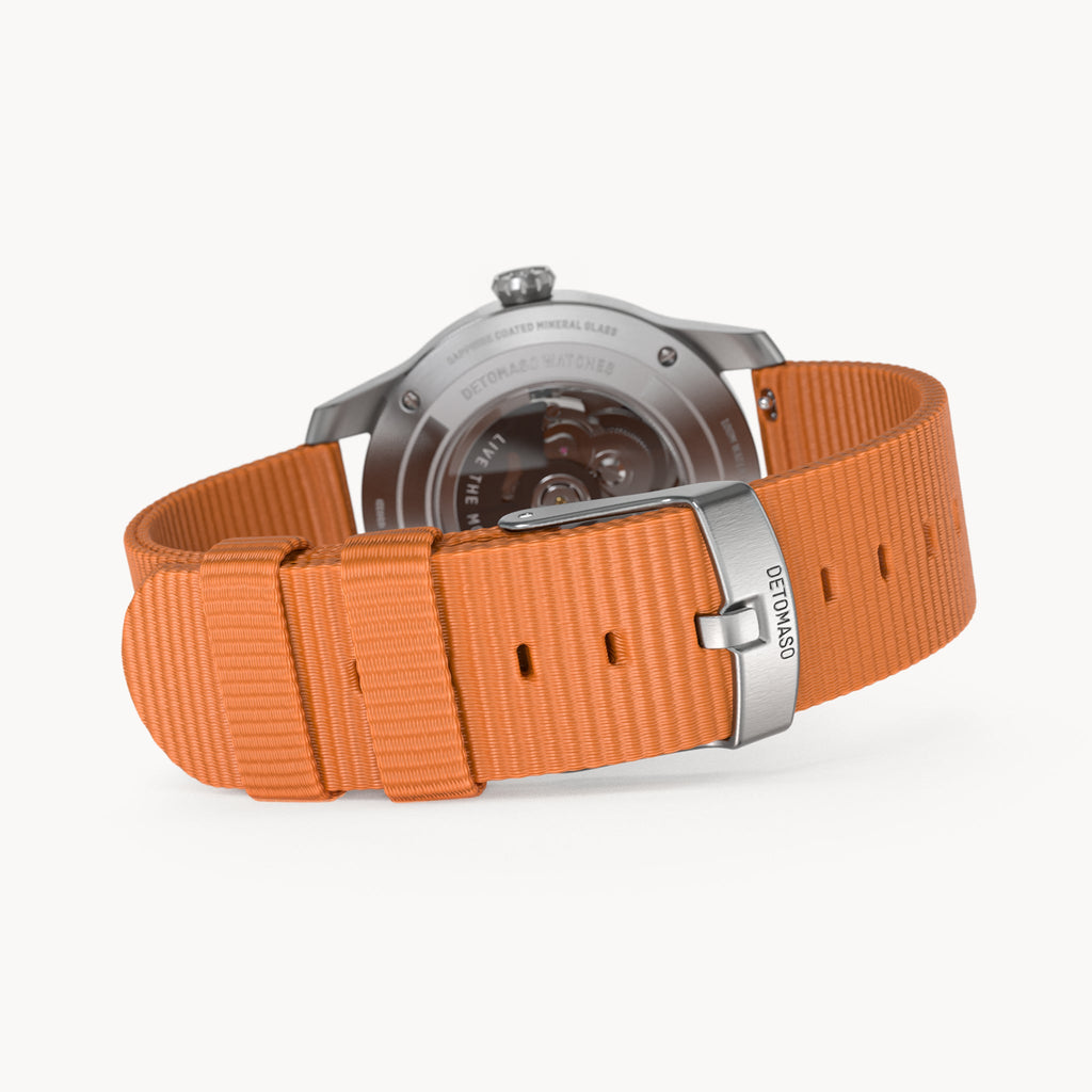 CLASSIC AUTOMATIC FOREST GREEN - Ocean Plastic Orange Woven - Detomaso Watches
