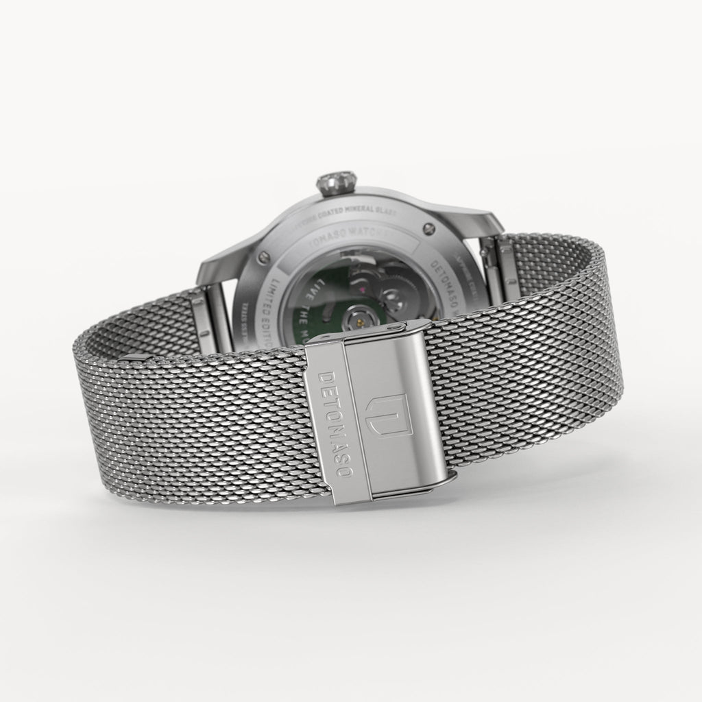 CLASSIC AUTOMATIC FOREST GREEN - Mesh Silver Brushed - Detomaso Watches