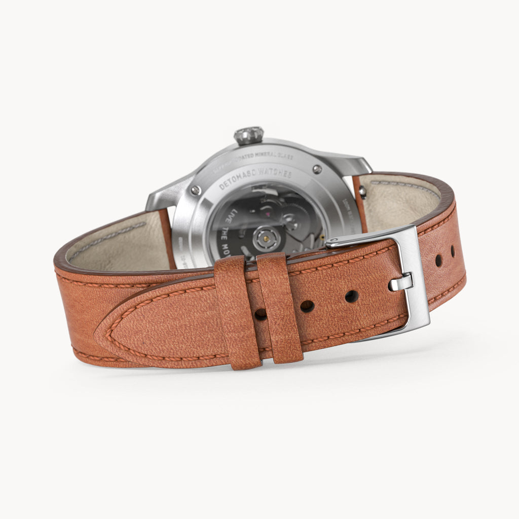 CLASSIC AUTOMATIC FOREST GREEN - Vegan Apple Leather Brown Smooth - Detomaso Watches