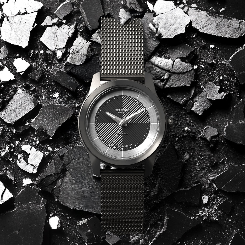 CLASSIC AUTOMATIC SLATE BLACK - Mesh Dark Gun Brushed - Detomaso Watches