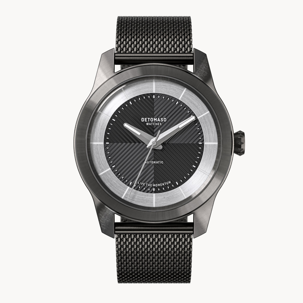 CLASSIC AUTOMATIC SLATE BLACK - Mesh Dark Gun Brushed - Detomaso Watches