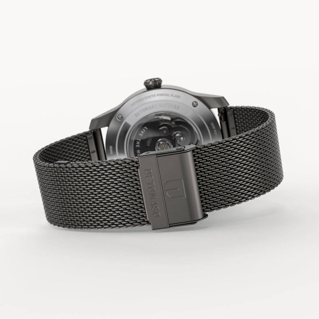 CLASSIC AUTOMATIC SLATE BLACK - Mesh Dark Gun Brushed - Detomaso Watches