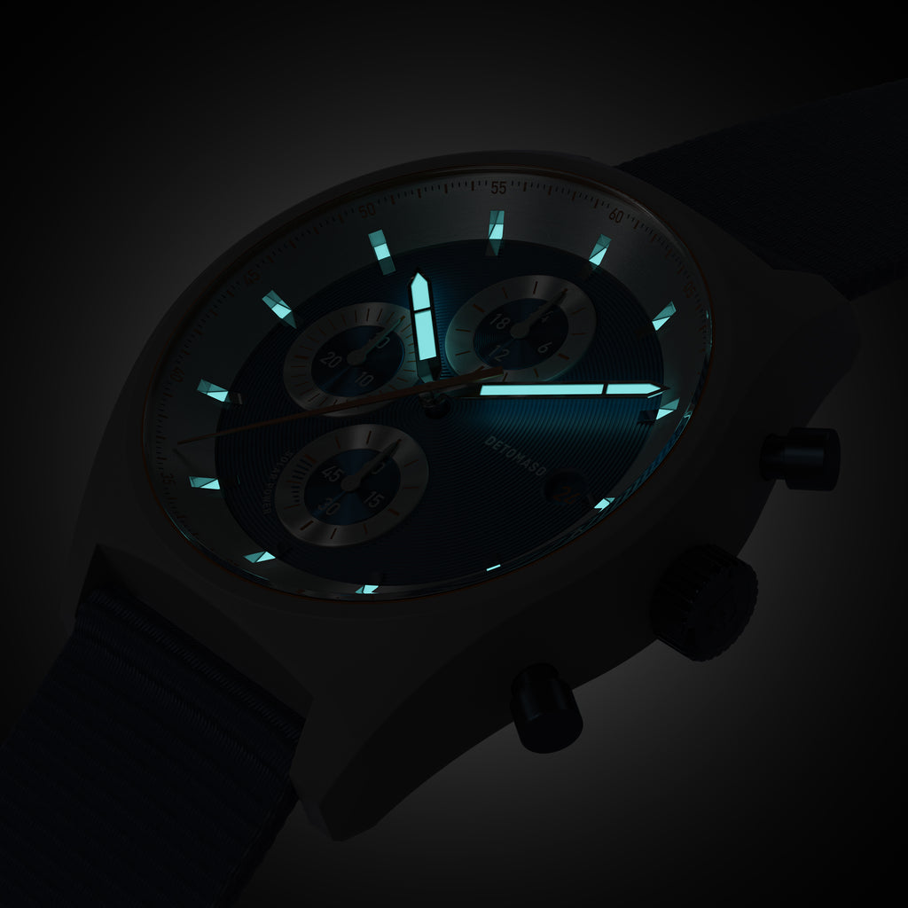 D10 CHRONO SOLAR
 GRAY BLUE
 - Ocean Plastic Dark blue Woven - Detomaso Watches