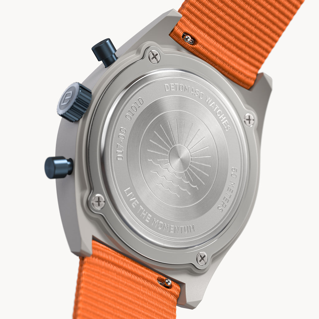 D10 CHRONO SOLAR
 GRAY BLUE
 - Ocean Plastic Orange Woven - Detomaso Watches