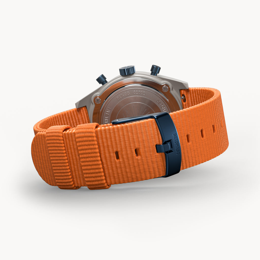 D10 CHRONO SOLAR
 GRAY BLUE
 - Ocean Plastic Orange Woven - Detomaso Watches