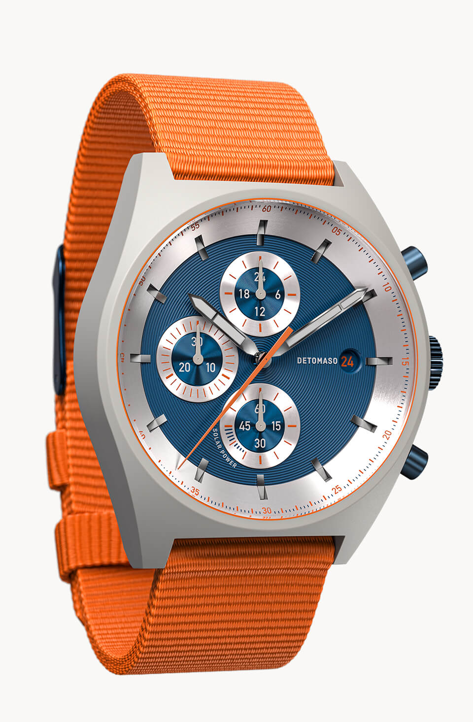 D10 CHRONO SOLAR GRAY BLUE Ocean Plastic Orange Woven – DETOMASO