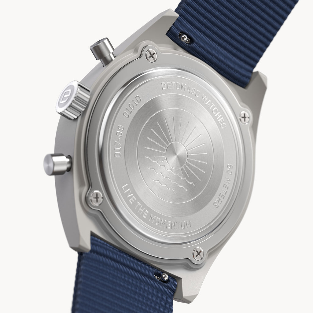 D10 CHRONO SOLAR
 GRAY YELLOW
 - Ocean Plastic Dark Blue Woven - Detomaso Watches