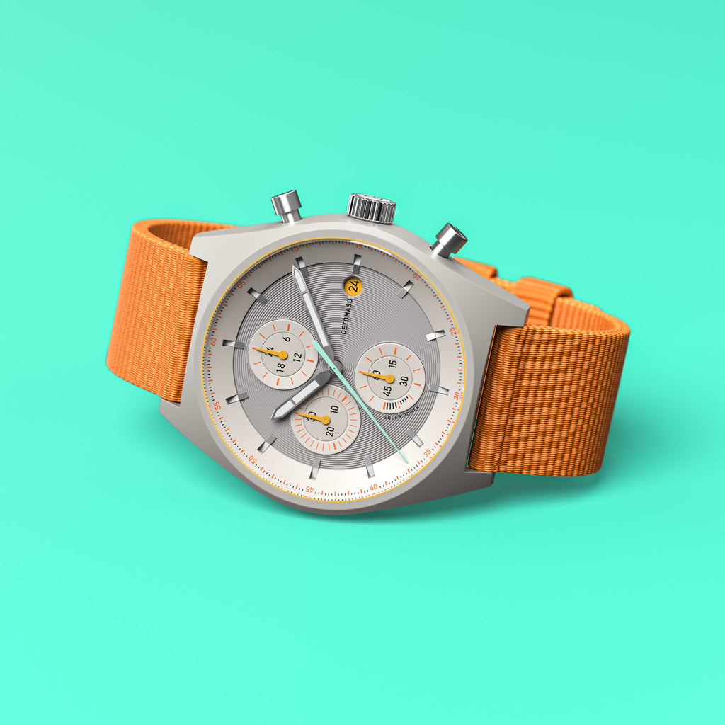 D10 CHRONO SOLAR
 GRAY YELLOW
 - Ocean Plastic Orange Woven - Detomaso Watches