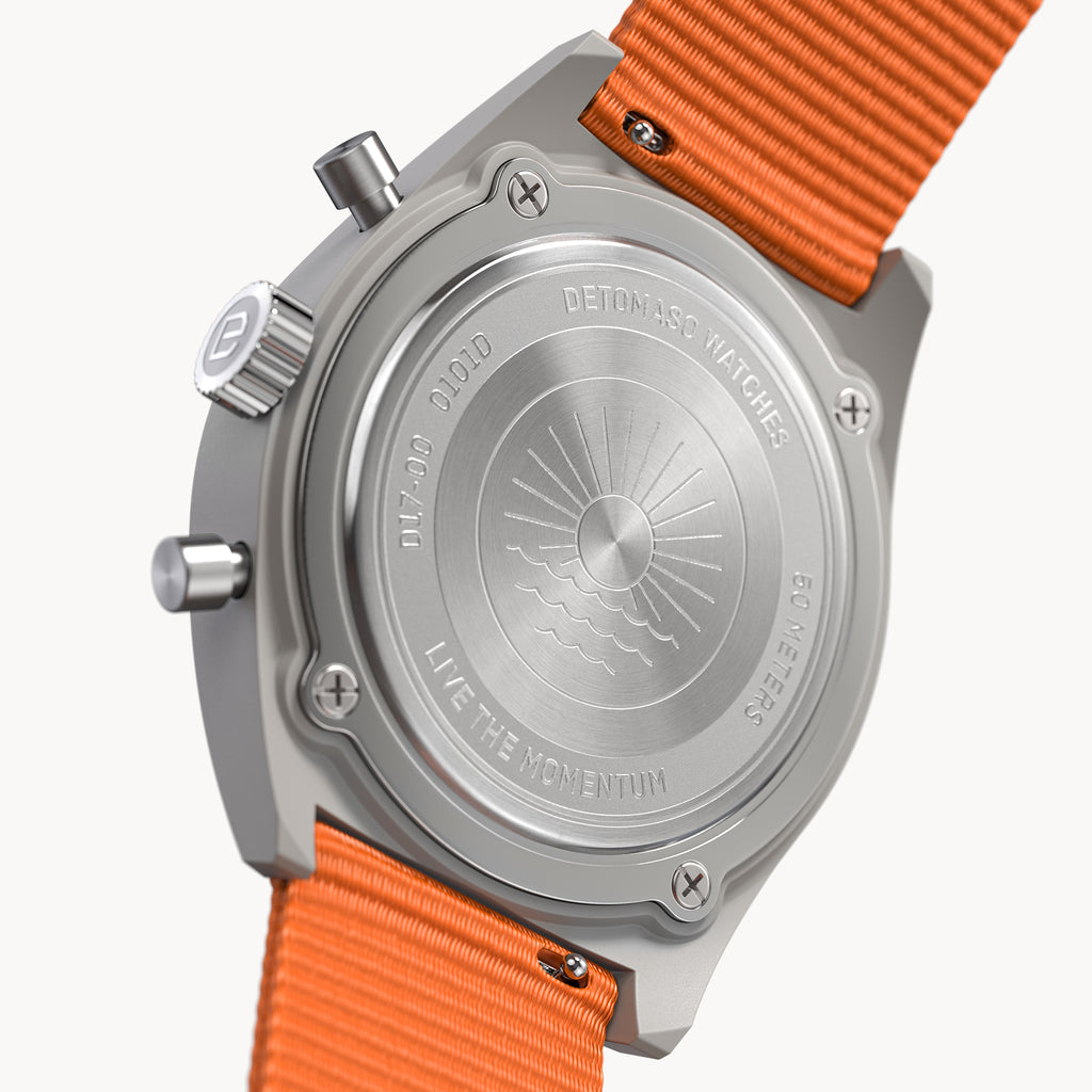 D10 CHRONO SOLAR
 GRAY YELLOW
 - Ocean Plastic Orange Woven - Detomaso Watches