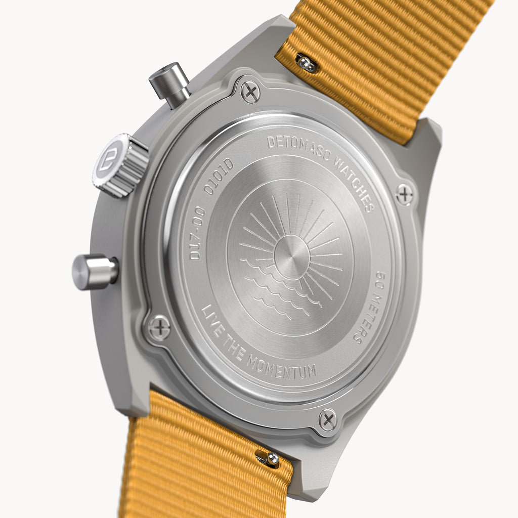 D10 CHRONO SOLAR
 GRAY YELLOW
 - Ocean Plastic Yellow Woven - Detomaso Watches