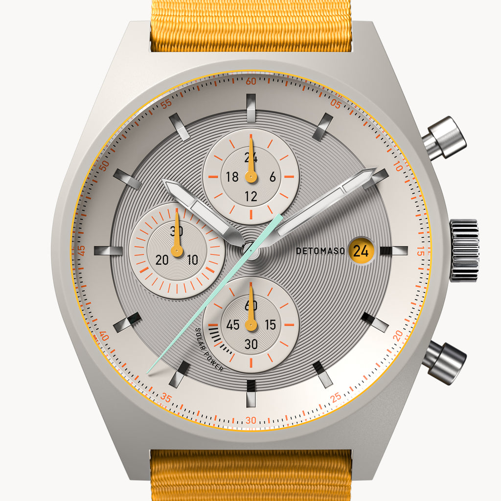 D10 CHRONO SOLAR
 GRAY YELLOW
 - Ocean Plastic Yellow Woven - Detomaso Watches