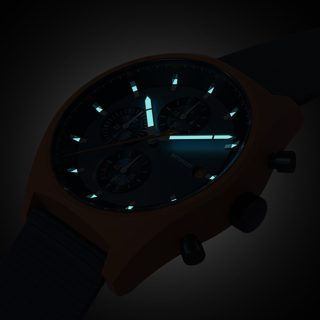 D10 CHRONO SOLAR
 ORANGE BLUE - Ocean Plastic Dark Blue Woven - Detomaso Watches