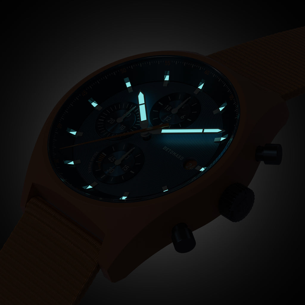 D10 CHRONO SOLAR
 ORANGE BLUE - Ocean Plastic Orange Woven - Detomaso Watches