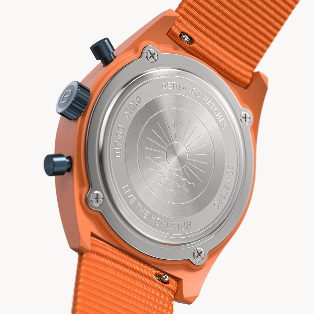 D10 CHRONO SOLAR
 ORANGE BLUE - Ocean Plastic Orange Woven - Detomaso Watches