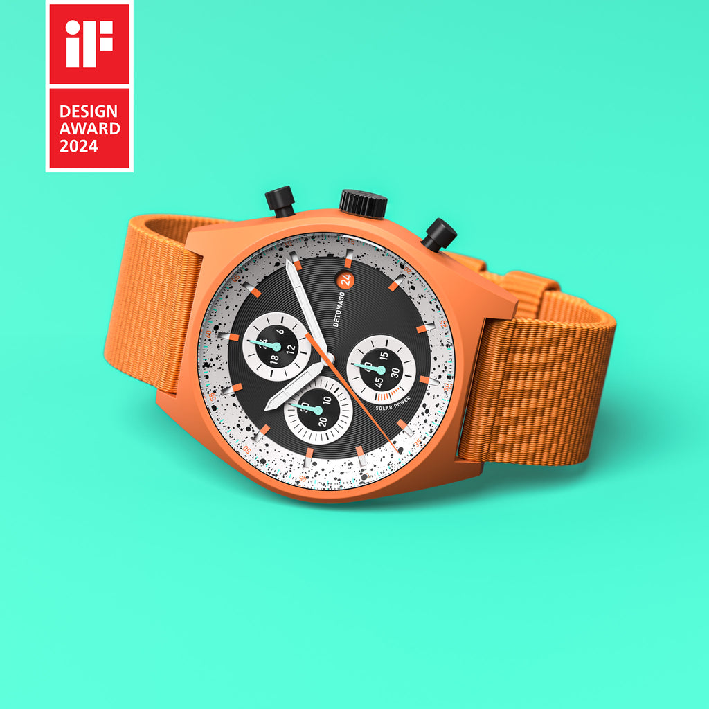 D10 CHRONO SOLAR
 ORANGE BLACK - Ocean Plastic Orange Woven - Detomaso Watches