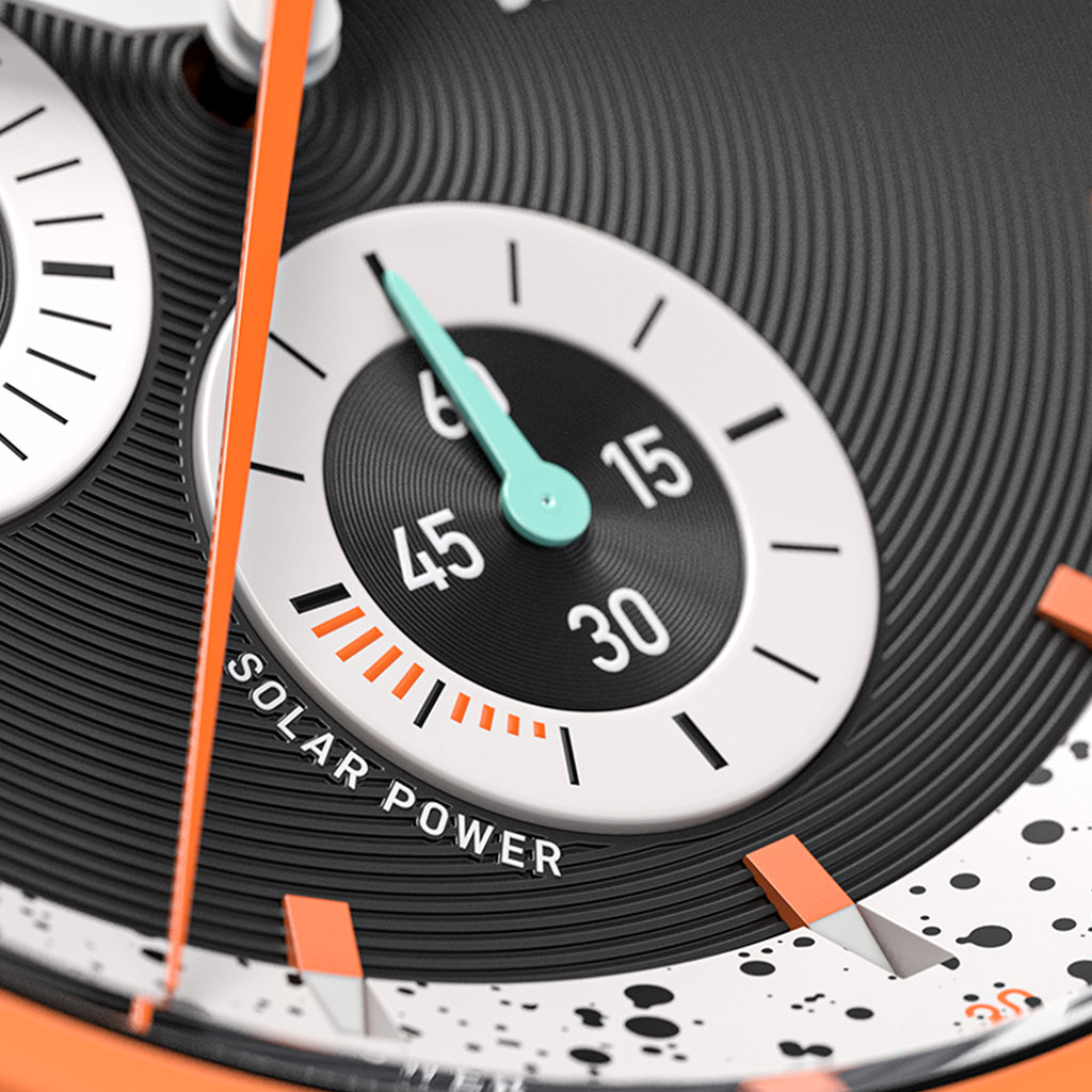 D10 CHRONO SOLAR
 ORANGE BLACK - Ocean Plastic Orange Woven - Detomaso Watches