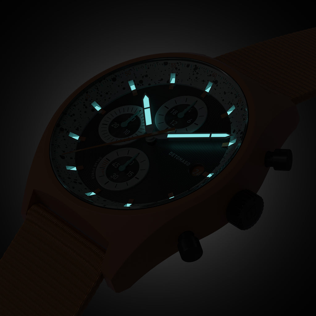 D10 CHRONO SOLAR
 ORANGE BLACK - Ocean Plastic Orange Woven - Detomaso Watches
