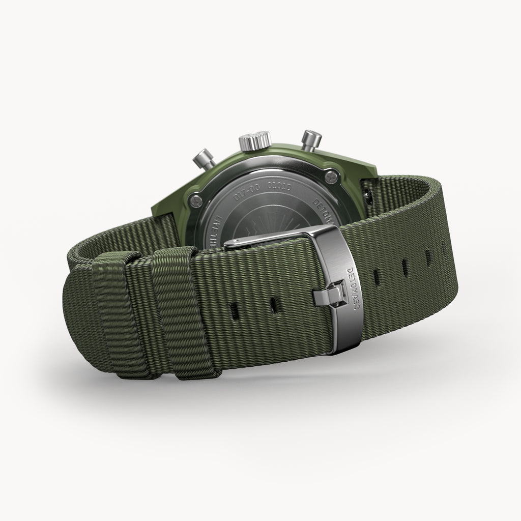 D10 CHRONO SOLAR
 OLIVE YELLOW - Ocean Plastic Olive Woven - Detomaso Watches