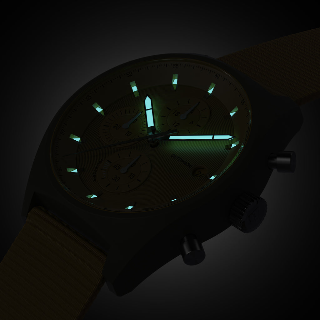 D10 CHRONO SOLAR
 OLIVE YELLOW - Ocean Plastic Yellow Woven - Detomaso Watches